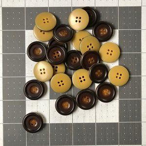 25 Brown 4-Hole Buttons, 7/8 inch